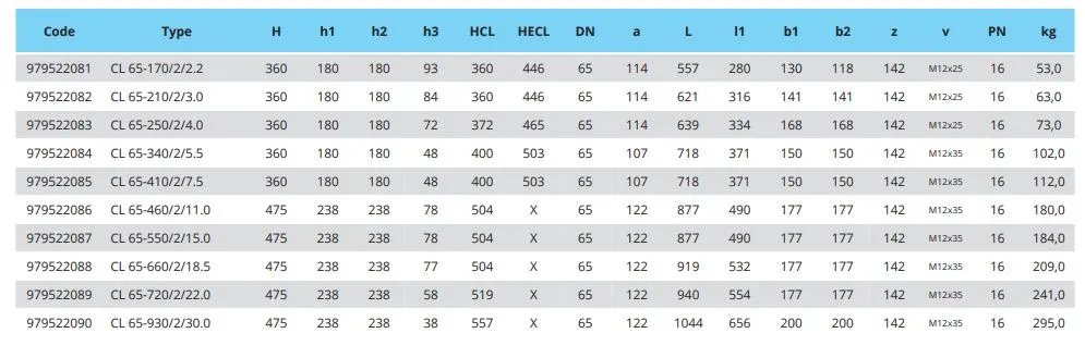 Габаритные размеры DN65F