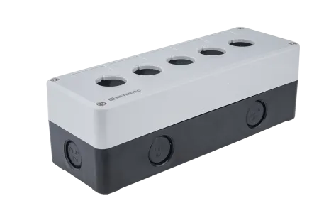 Корпус кнопочного поста, 5 отверстий, серый, IP54