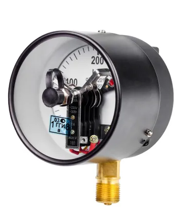 Вакуумметры, мановакуумметры, манометры электроконтактные пылевлагозащищенные ДВ2010ф, ДА2010ф, ДМ2010ф IP53 Тех.стекло (Диаметр: 100 мм)