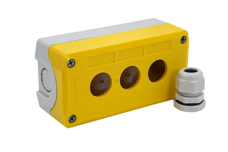 Корпус кнопочного поста, 3 места, желтый, IP67