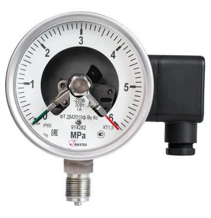 Вакуумметры, мановакуумметры, манометры электроконтактные коррозионностойкие виброустойчивые ДВ2010ф ВУ Кс IP65, ДА2010ф ВУ Кс IP65, ДМ2010ф ВУ Кс IP65 (Диаметр: 100 мм)