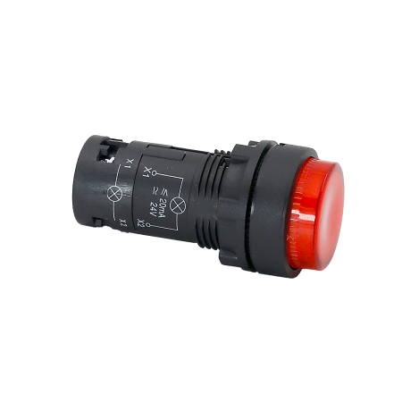 Кнопка красная выступающая с подсветкой, 1NС, 24V AC/DC, IP54, пластик